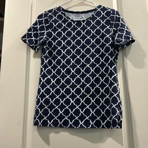 Talbots Tee Print Crewneck Short Sleeves stretchy cotton spandex blend Size SP